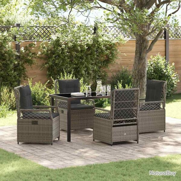 Ensemble de salle � manger pour jardin 5 pcs Gris polyrotin