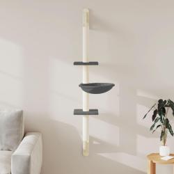 Arbre &agrave; chat mural avec griffoir gris fonc&eacute; 142,5 cm