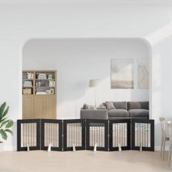 Porte de chien pliable avec supports 6 pcs Ch&ecirc;ne noir 362 cm