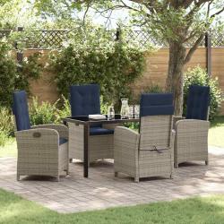 Ensemble de salle &agrave; manger pour jardin 5 pcs Gris polyrotin