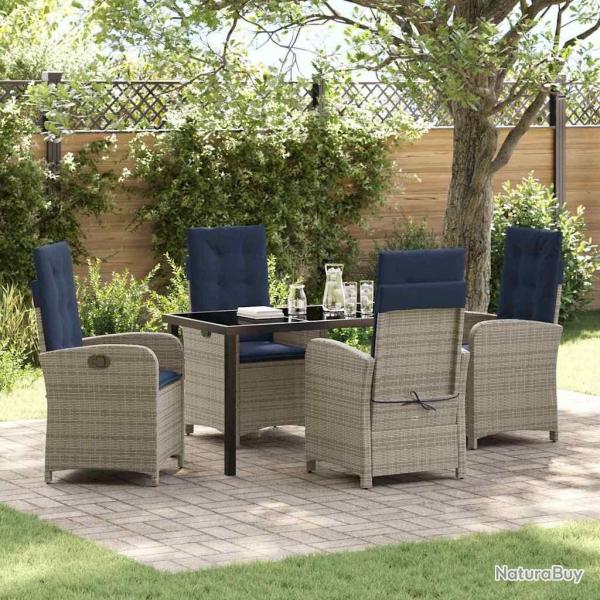 Ensemble de salle � manger pour jardin 5 pcs Gris polyrotin