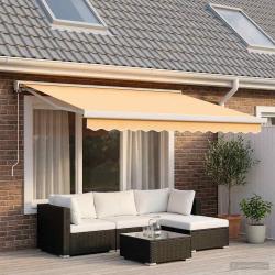 Auvent r&eacute;tractable Sable 300 x 250 cm Tissu et M&eacute;tal