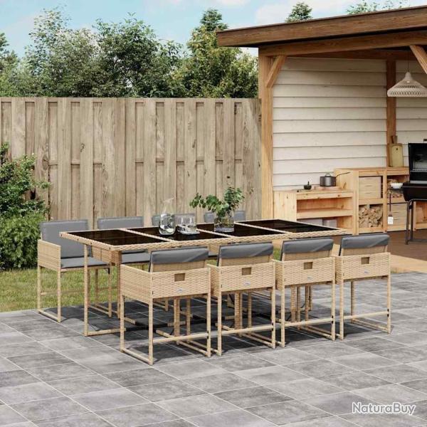 Ensemble � manger de jardin et coussins 9 pcs m�lange beige