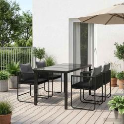 Ensemble de salle &agrave; manger pour jardin 5 pcs Noir et anthracite