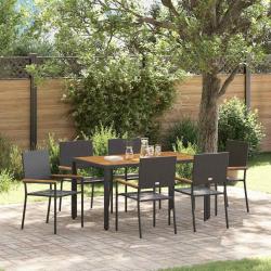Ensemble de salle &agrave; manger pour jardin 7 pcs Noir polyrotin
