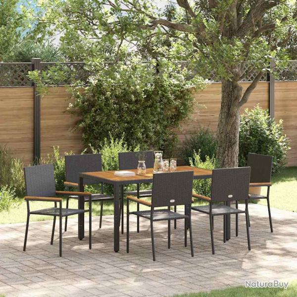 Ensemble de salle � manger pour jardin 7 pcs Noir polyrotin