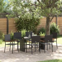 Ensemble de salle &agrave; manger pour jardin 7 pcs Noir polyrotin