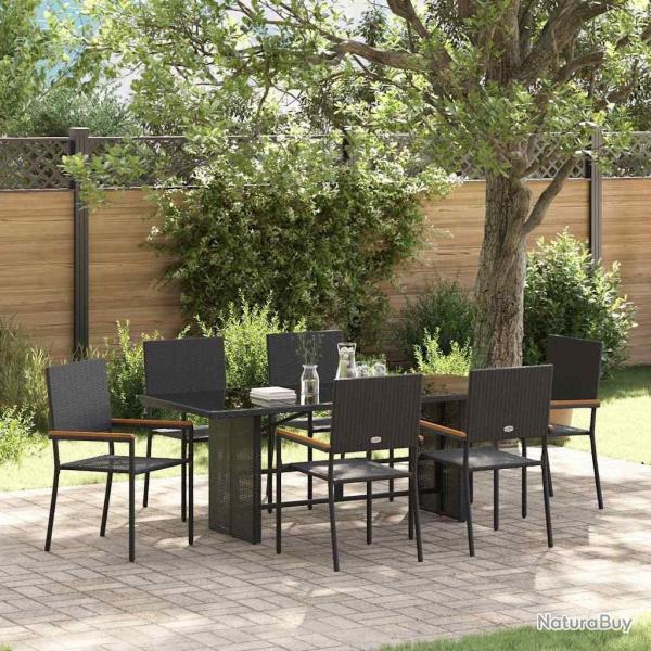 Ensemble de salle � manger pour jardin 7 pcs Noir polyrotin