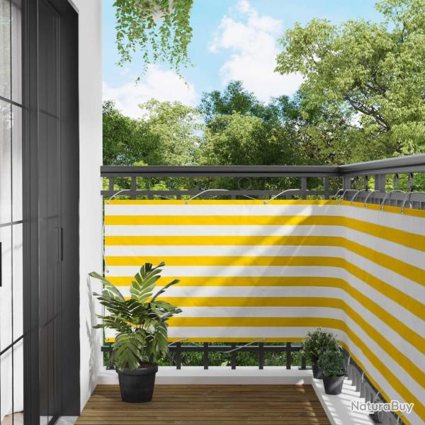 �cran de balcon Jaune et blanc 100 x 400 cm Tissu Oxford