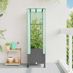 Jardini&egrave;re de jardin avec couverture de serre et roues PP
