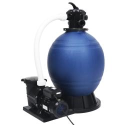 Filtre &agrave; sable avec vanne 7 voies et pompe 1000 W Bleu et noir