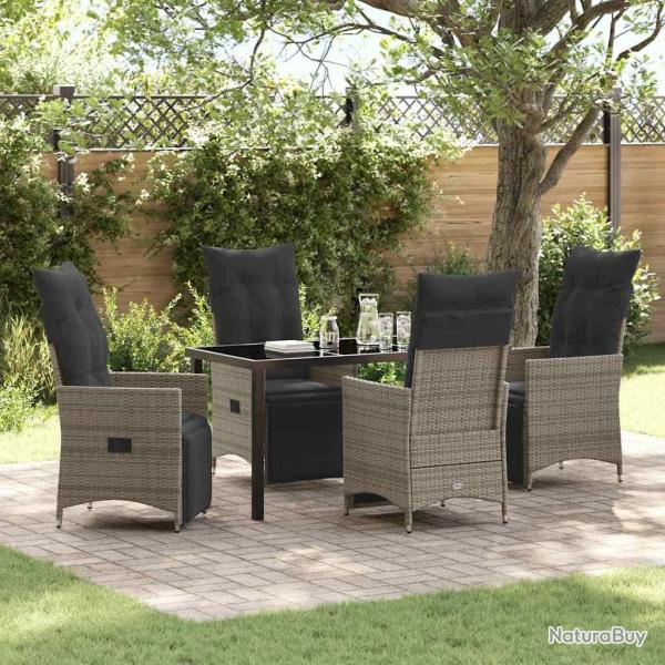 Ensemble de salle � manger pour jardin 5 pcs Gris polyrotin