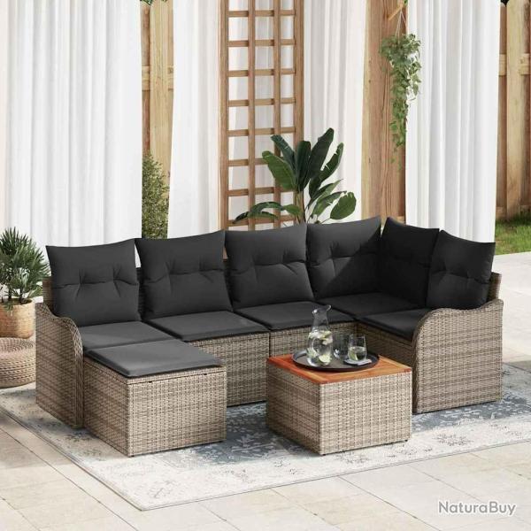Ensemble de canap� de jardin avec stockage 7 pcs Gris polyrotin