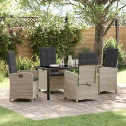 Ensemble de salle &agrave; manger pour jardin 5 pcs Gris clair