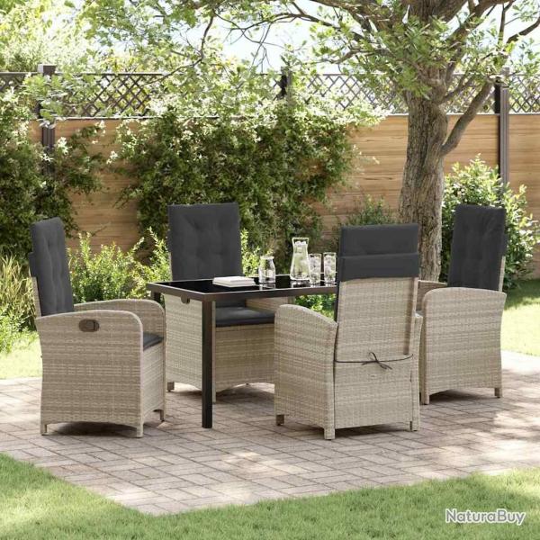 Ensemble de salle � manger pour jardin 5 pcs Gris clair