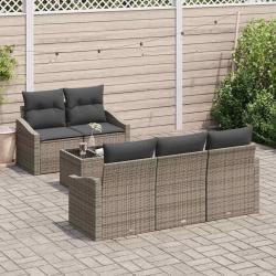 Ensemble de Canap&eacute;s avec coussin 6 pcs Gris polyrotin