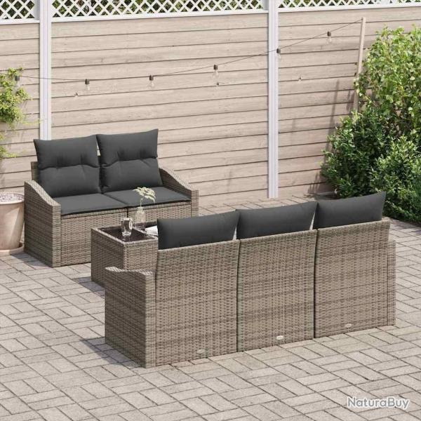 Ensemble de Canap�s avec coussin 6 pcs Gris polyrotin