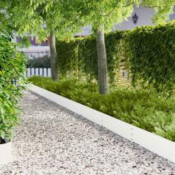 Bordure de Pelouse 10 pcs 100 x 25 cm Acier Blanc
