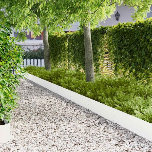 Bordure de Pelouse 10 pcs 100 x 25 cm Acier Blanc