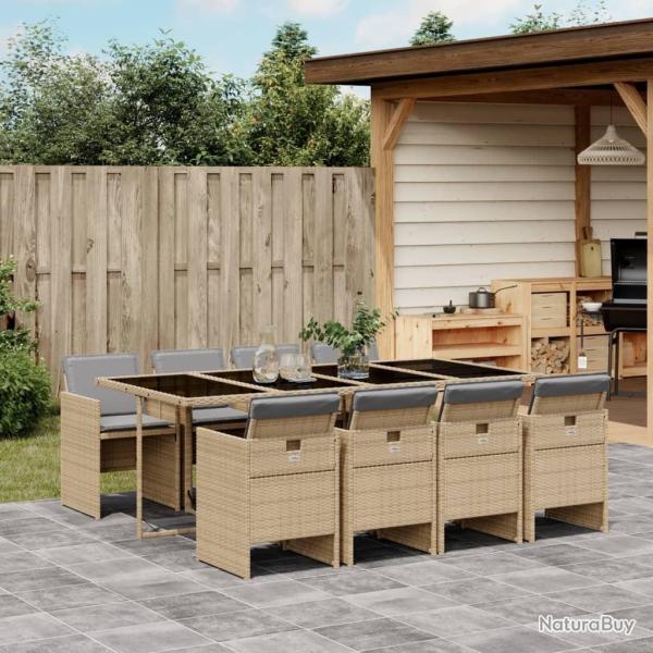 Ensemble � manger de jardin et coussins 9 pcs m�lange beige