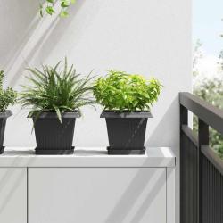 Plateau carr&eacute; &agrave; fleurs 24 pcs Noir 15 x 15 x 2 cm Plastique