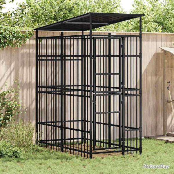 Chenil d'ext�rieur avec toit pour chiens Acier 1,84 m�
