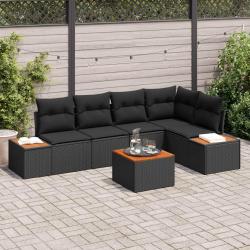 Ensemble de canap&eacute; de jardin avec coussin 6 pcs Noir Poly rotin