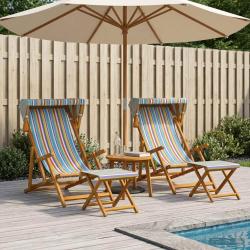 Chaise Longue 4 pcs 3 Position Bois d'eucalyptus massif