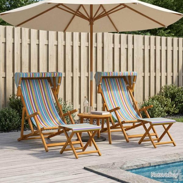 Chaise Longue 4 pcs 3 Position Bois d'eucalyptus massif