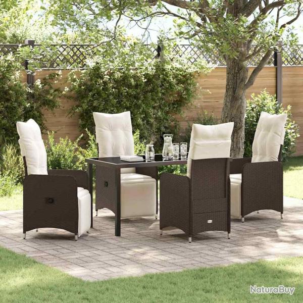 Ensemble de salle � manger pour jardin 5 pcs Marron polyrotin