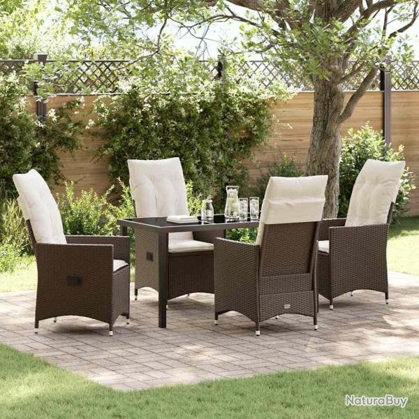 Ensemble de salle � manger pour jardin 5 pcs Marron polyrotin