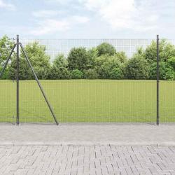 Cl&ocirc;ture en fil soud&eacute; avec base en b&eacute;ton 10 x 1,4 m Gris Maille