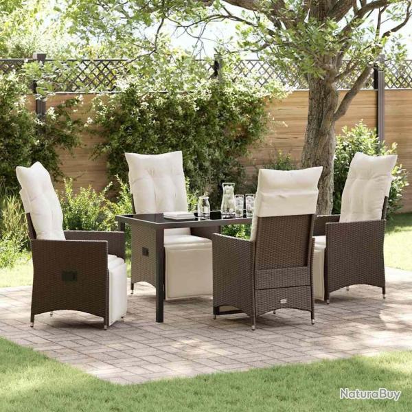 Ensemble de salle � manger pour jardin 5 pcs Marron polyrotin