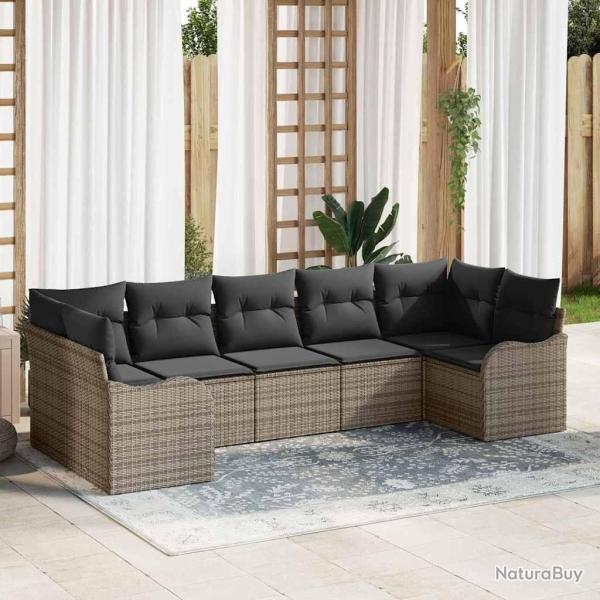 Ensemble de canap� de jardin 7 pcs Gris Poly rotin