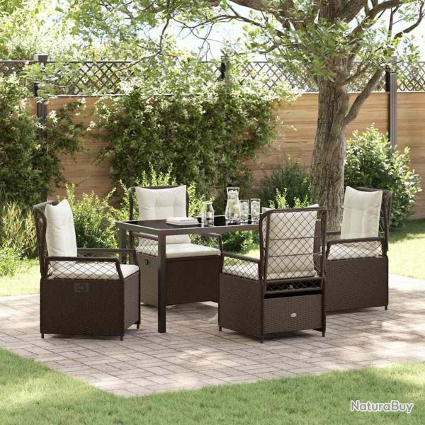 Ensemble de salle � manger pour jardin 5 pcs Marron polyrotin