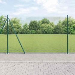 Cl&ocirc;ture en fil soud&eacute; avec base en b&eacute;ton 25 x 1,6 m Vert Maille