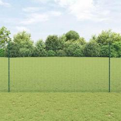 Cl&ocirc;ture en fil soud&eacute; avec poteaux 25 x 1,6 m Vert Maille