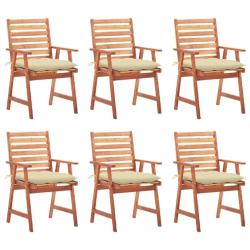 Chaises &agrave; manger d'ext&eacute;rieur lot de 6 et coussins Acacia massif