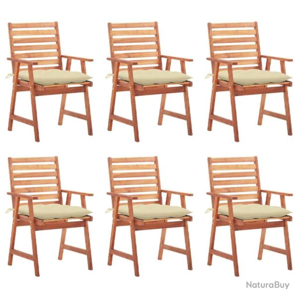 Chaises � manger d'ext�rieur lot de 6 et coussins Acacia massif