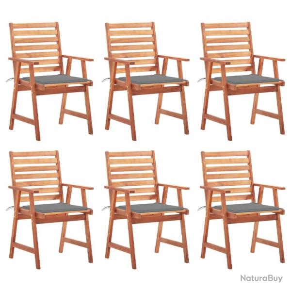 Chaises � manger d'ext�rieur lot de 6 et coussins Acacia massif