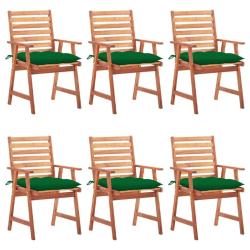 Chaises &agrave; manger d'ext&eacute;rieur lot de 6 et coussins Acacia massif