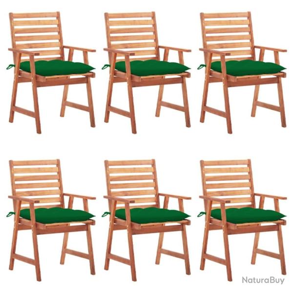Chaises � manger d'ext�rieur lot de 6 et coussins Acacia massif