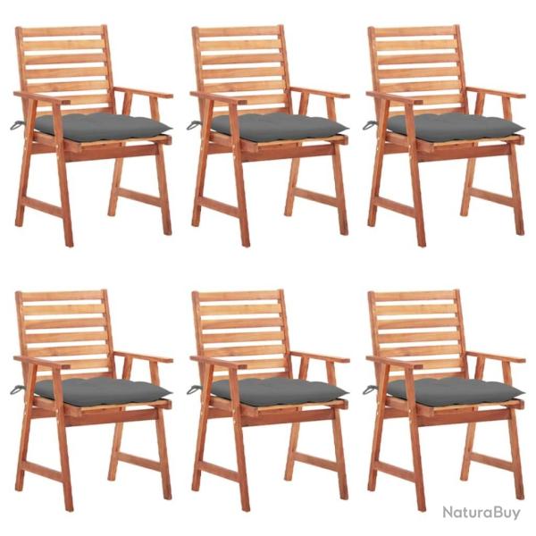 Chaises � manger d'ext�rieur lot de 6 et coussins Acacia massif