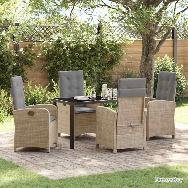 Ensemble de salle � manger pour jardin 5 pcs Beige polyrotin
