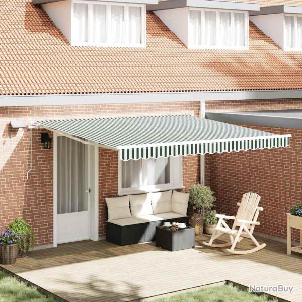 Auvent r�tractable Vert et blanc 400 � 300 cm