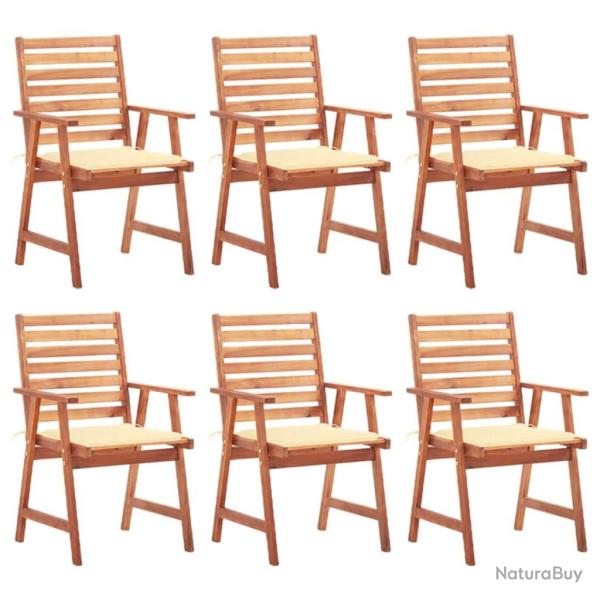 Chaises � manger d'ext�rieur lot de 6 et coussins Acacia massif