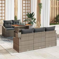 Ensemble de canap&eacute; de jardin 6 pcs Gris Poly rotin