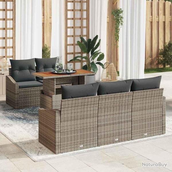 Ensemble de canap� de jardin 6 pcs Gris Poly rotin