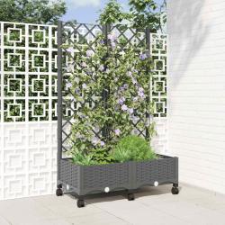 Bac de jardin avec treillis et roues Gris clair PP