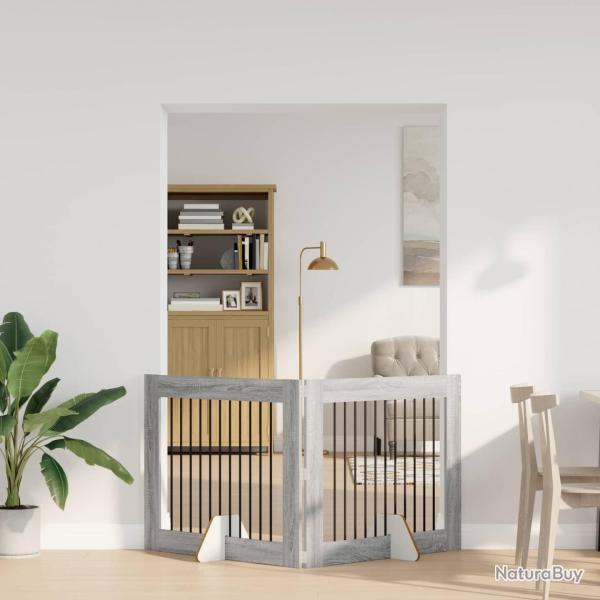 Porte de chien pliable avec supports 2 pcs Sonoma gris 200,5 cm